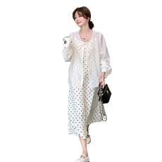 【新款】波点吊带裙+防晒衬衫两件套装T55-P140K208，女装套装/套裙，2C272