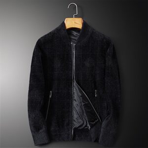 3331 冬季暗格花纹休闲加厚保暖水貂绒开衫外套图片