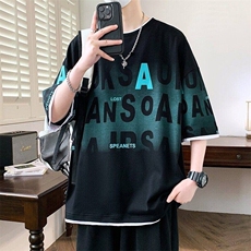 25158-特P40夏季休闲时尚T恤男短袖打底衫青少年潮牌印花T恤，男装T恤，电商D310B