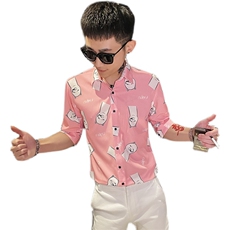 312A-112-P55新款社会小伙中袖衬衫韩版潮流男士五分袖衬衣A，男装T恤，星座312A-5