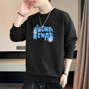抖音直播货源2025春秋新款大码男士圆领印花休闲卫衣F193图片