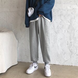 K719-P55       秋冬凹凸压花运动裤男针织长裤宽松大码束脚卫裤图片