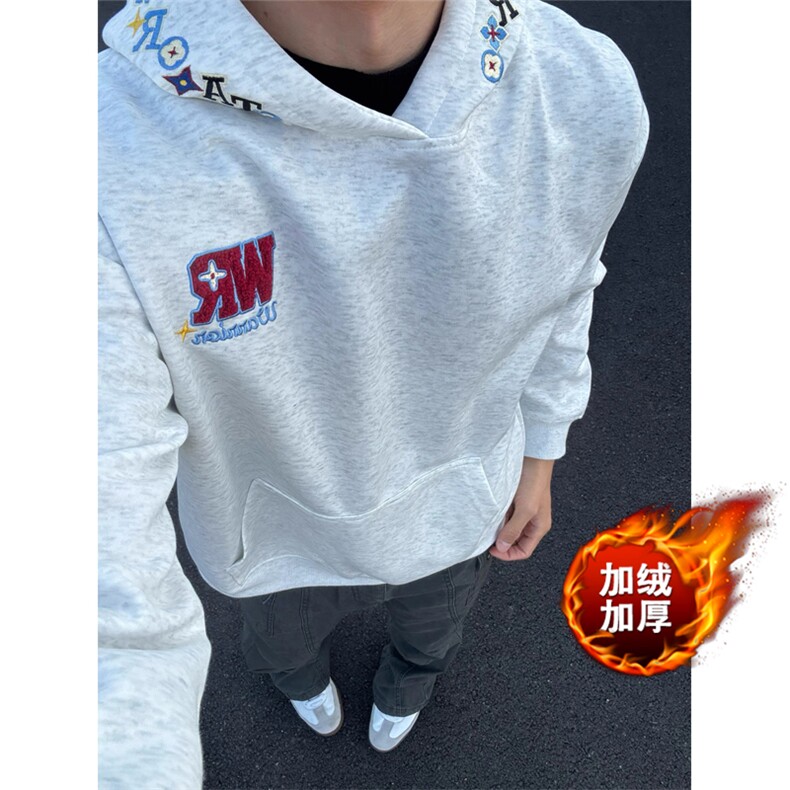 网图有货 华棉WR美式字母刺绣连帽卫衣男女A1111-常规P55 加绒P60图片