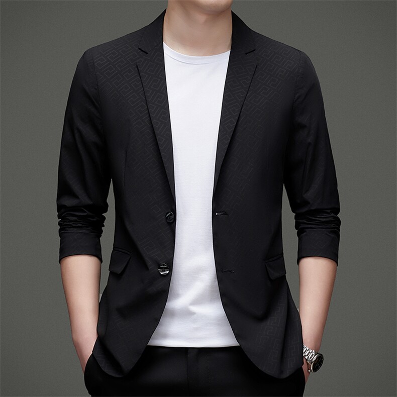 商务休闲时尚西装外套2023秋季新款中年男士修身西服爸爸装上衣图片