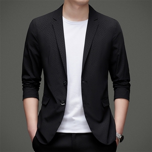 商务休闲时尚西装外套2023秋季新款中年男士修身西服爸爸装上衣图片