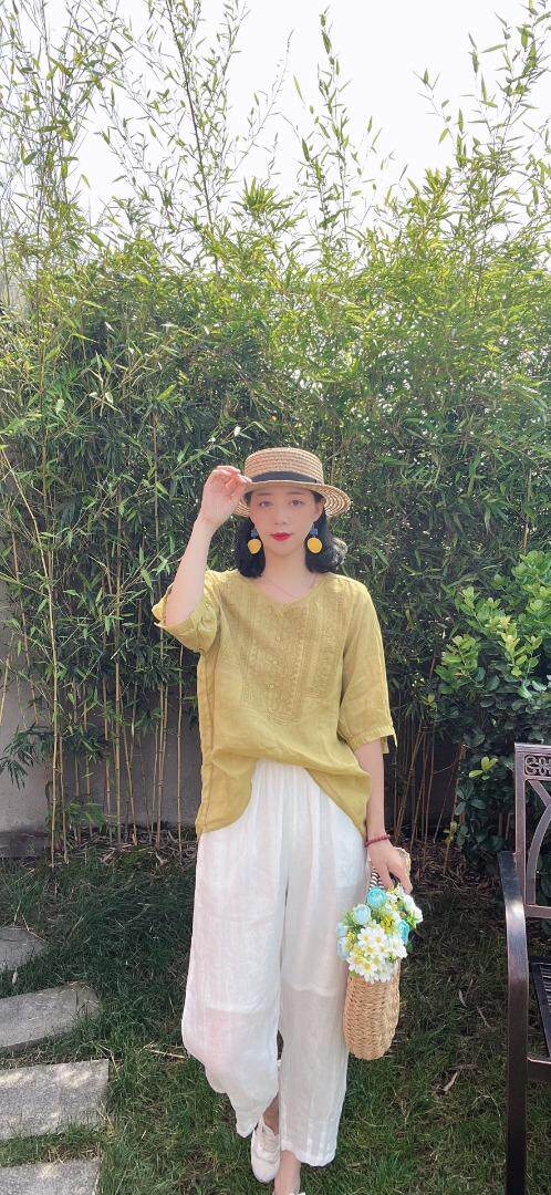 纯苎连衣裙小衫裤子裙子衬衣 时尚风 风淑女风休闲风，女装连衣裙，川哲