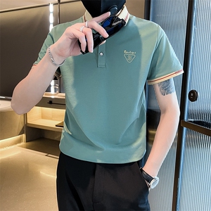 3039-P40男士短袖t恤韩版潮流修身翻领衫夏季精神小伙图片
