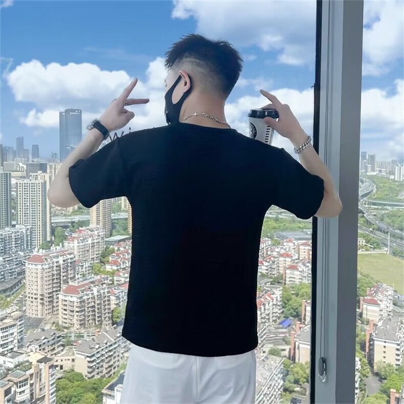 短袖t恤男士夏季高级感半袖体恤圆领刺绣半袖衫修身上衣T218,男装T恤,星座1116A-2（原606A-1）