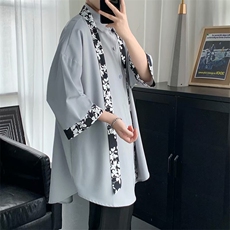 坠感领带衬衫男冰丝潮流帅气学院风DK制服套装港风痞帅七分袖衬衣，男装衬衫，四季星座505