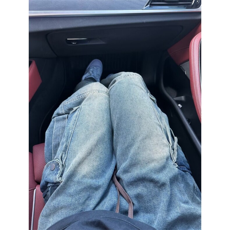 阔腿工装牛仔裤男潮牌大口袋宽松水洗高街拖地牛仔长裤K7037-P52,男装牛仔裤,星座1001-1