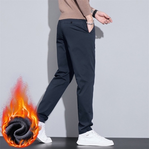 休闲西裤男士潮流修身直筒裤子冬季高腰加绒加厚D189-P50加绒P55图片