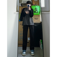 B221美式ins高街暗黑小众情侣毛巾绣直筒牛仔裤LK23021-P65控88，男装牛仔裤，电商B221