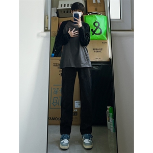 B221 美式ins高街暗黑小众情侣毛巾绣直筒牛仔裤 LK23021-P65控88图片