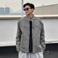 网图慎用PU皮衣外套立领机车服工装飞行员夹克XZ514-2-JK096-P90，男装夹克，星座514-2(原B239)