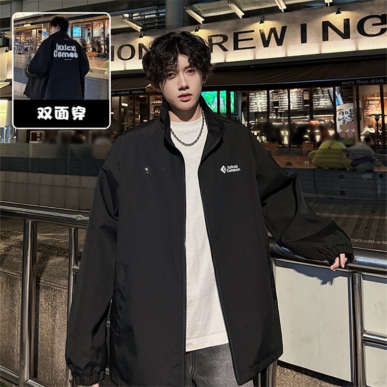 2026春季新款满天星两面穿外套男宽松痞帅冲锋衣J2663-特P55控88,男装夹克,电商A001