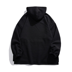 白底23春季新款设计感潮流华夫格宽松纽扣连帽卫衣B402P75控98，男装卫衣，电商A247-1