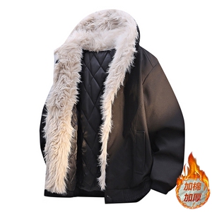 网红座山雕加绒加厚棉衣外套新款情侣连帽夹克 A436-6817-P105图片