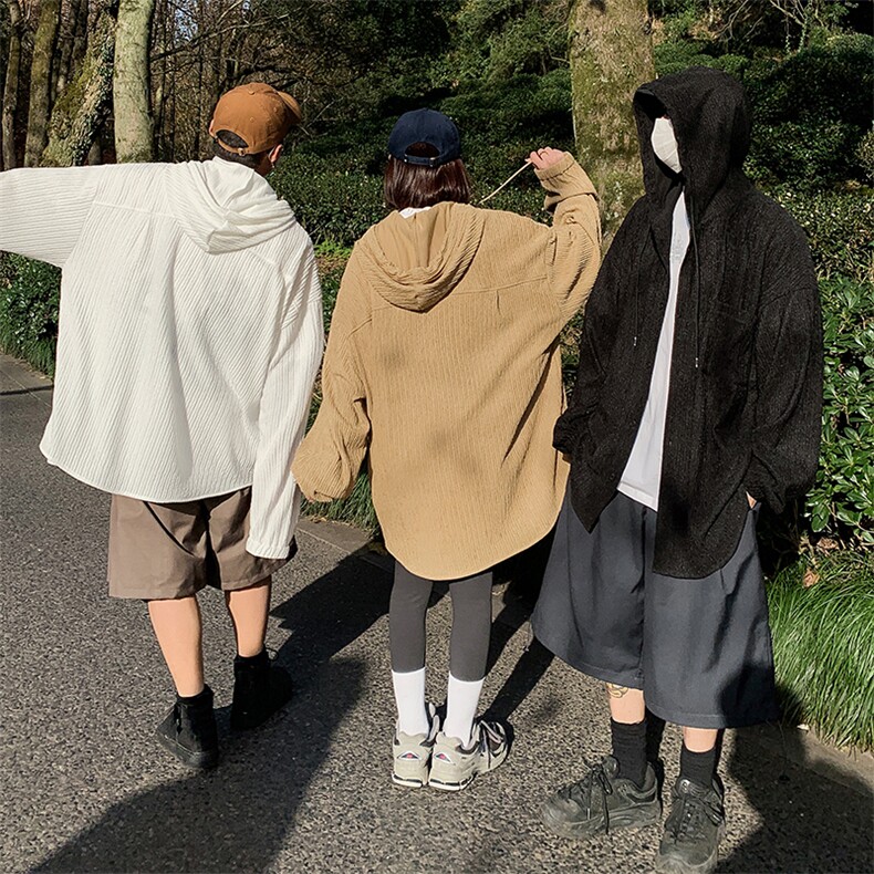 2023连帽排扣夹克美式男春季垂感休闲宽松纯色美式外套J511-P45,男装夹克,电商A001