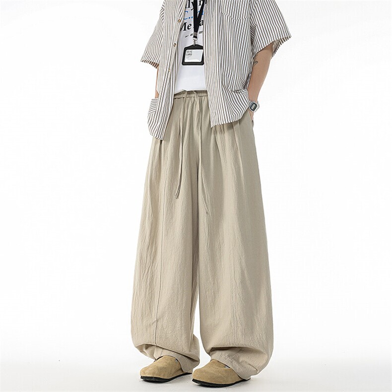 8XL-M亚麻弯刀裤直筒阔腿裤子男夏季宽松大码运动灯笼裤KZ068P60图片