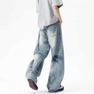 WD922-风格店数据款春夏宽松拼接弯刀牛仔(P65X98)4,衣服搭配颜色有4种图片
