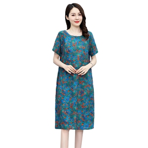 棉麻碎花连衣裙女夏薄款2025新款宽松遮肚显瘦小个子休闲亚麻裙子图片
