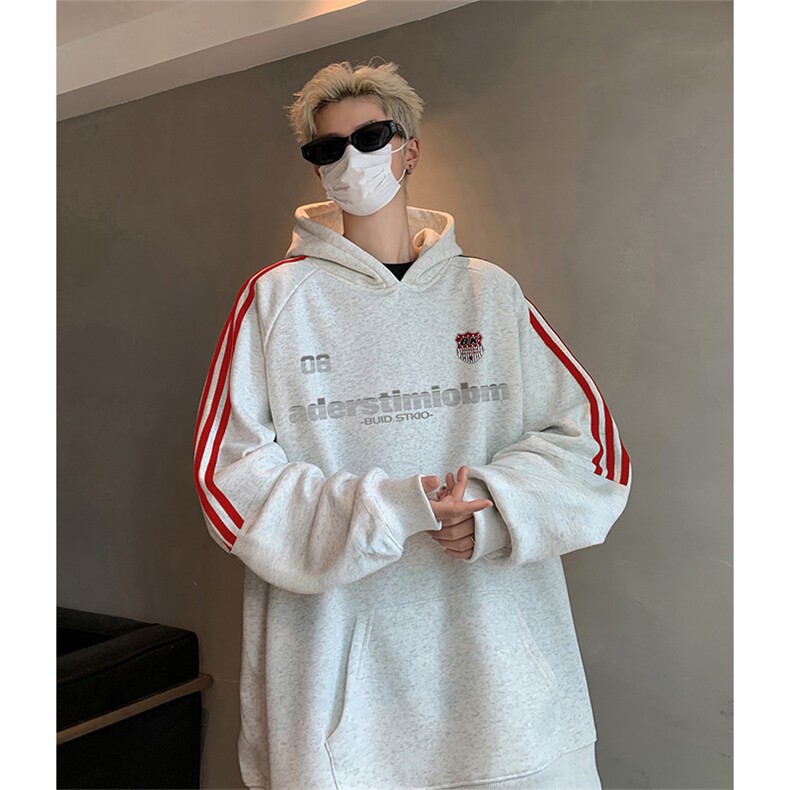 抖音得物供货提供视频秋冬重磅美式宽松织带连帽卫衣2303,男装卫衣,电商A486