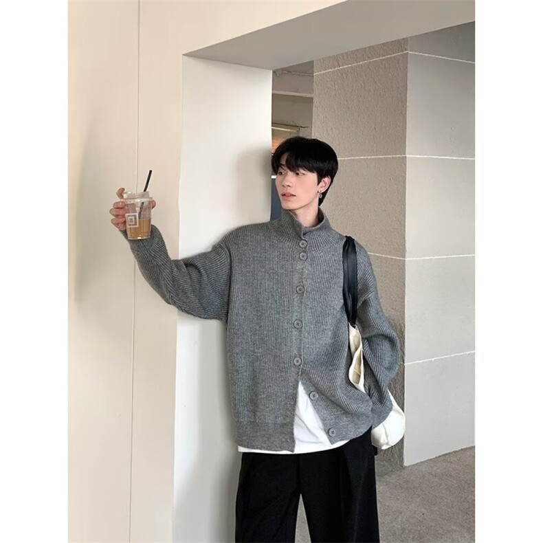 复古立领休闲宽松加厚翻领针织衫毛衣秋冬季M42-P45，男装针织衫/毛衣，星座1109-4
