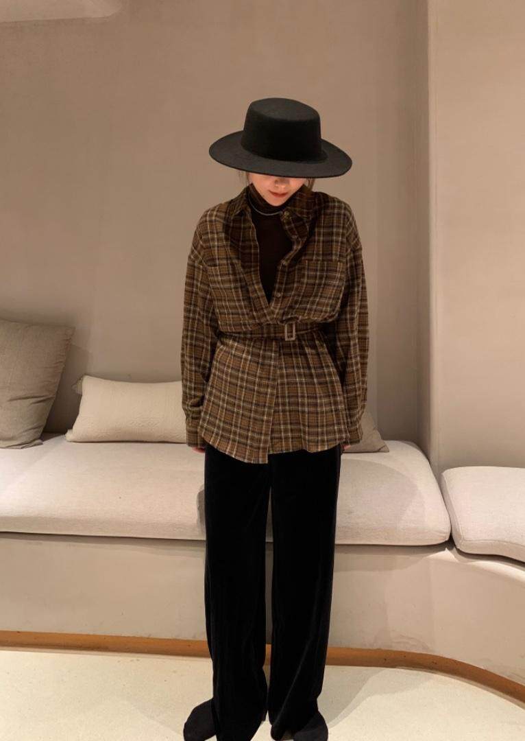 韩系百搭格子衬衫，女装衬衫，A.S BAINA 艾莎佰纳