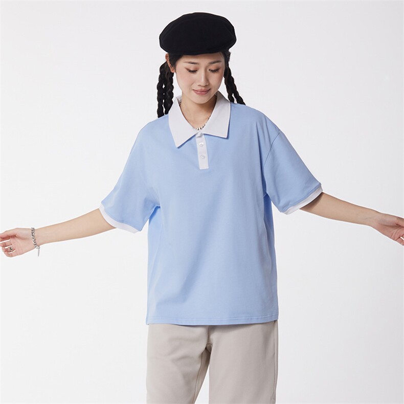 百搭纯色POLO衫男女款大版纯棉打底衫团体班服高克重抖音品质,男装Polo衫,星座301D-4(原星座1004-4）