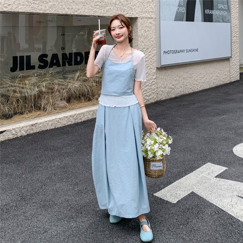 韩系吊带背心T恤花苞半身裙三件套2C050-1269-P165-K248,女装套装/套裙,2C050