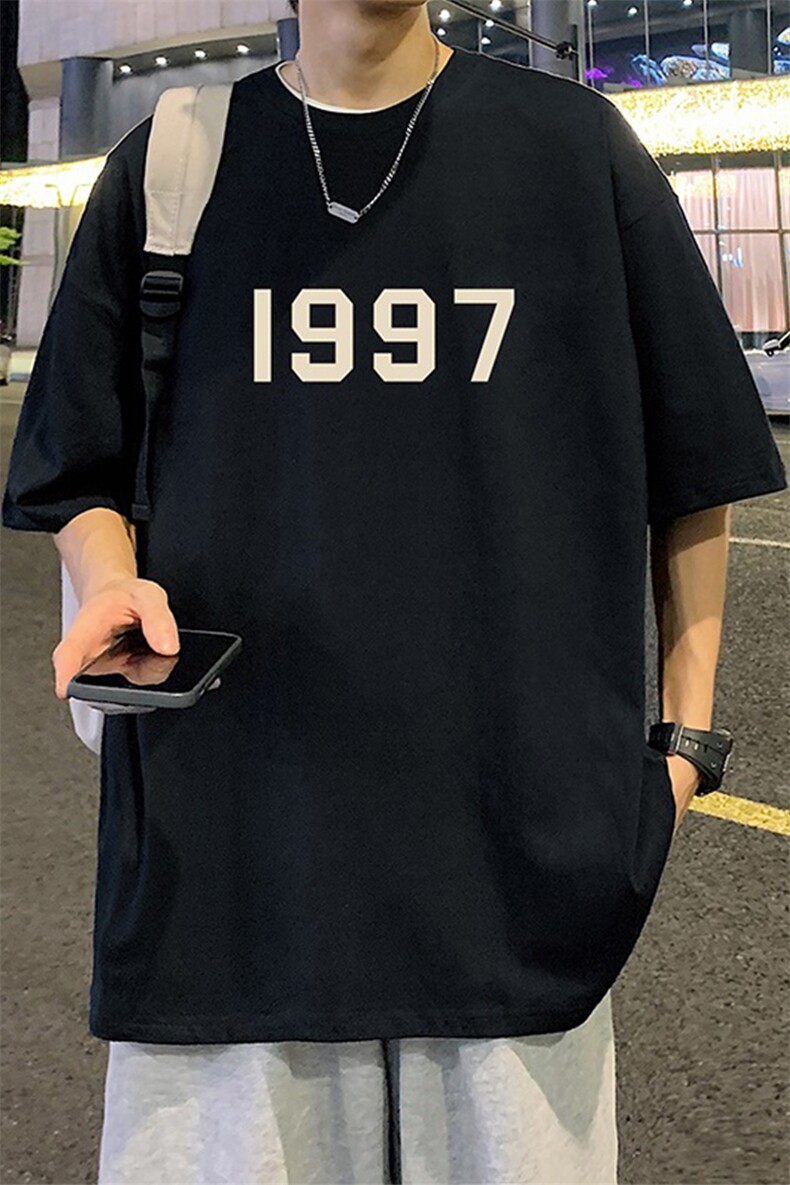 T658P32立体泡沫印花夏季新品高街美式短袖T恤宽松重磅纯棉体恤,男装T恤,星座304A