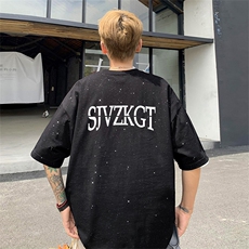 可48小时发货支持抖音得物来样二开美式满天星亮片短袖T恤MTX726，男装T恤，电商A486-1
