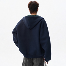 26新款狗狗刺绣格子内里连帽开衫卫衣W638P70，男装卫衣，电商A073