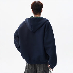 26新款狗狗刺绣格子内里连帽开衫卫衣W638P70