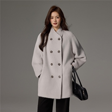 2025舒适百搭简约8扣子大衣舒适百搭，女装双面呢大衣，荣图大衣