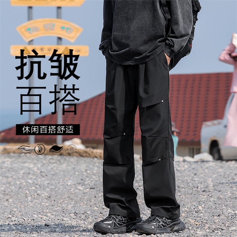 工装裤男生美式高街垂感男士纯棉宽松休闲裤JRK730-特批-38,男装工装外套,星座718-1