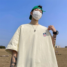 抖音得物二开现货供应220克夏装重磅美式高街宽松短袖t恤MT94，男装T恤，电商A486-1