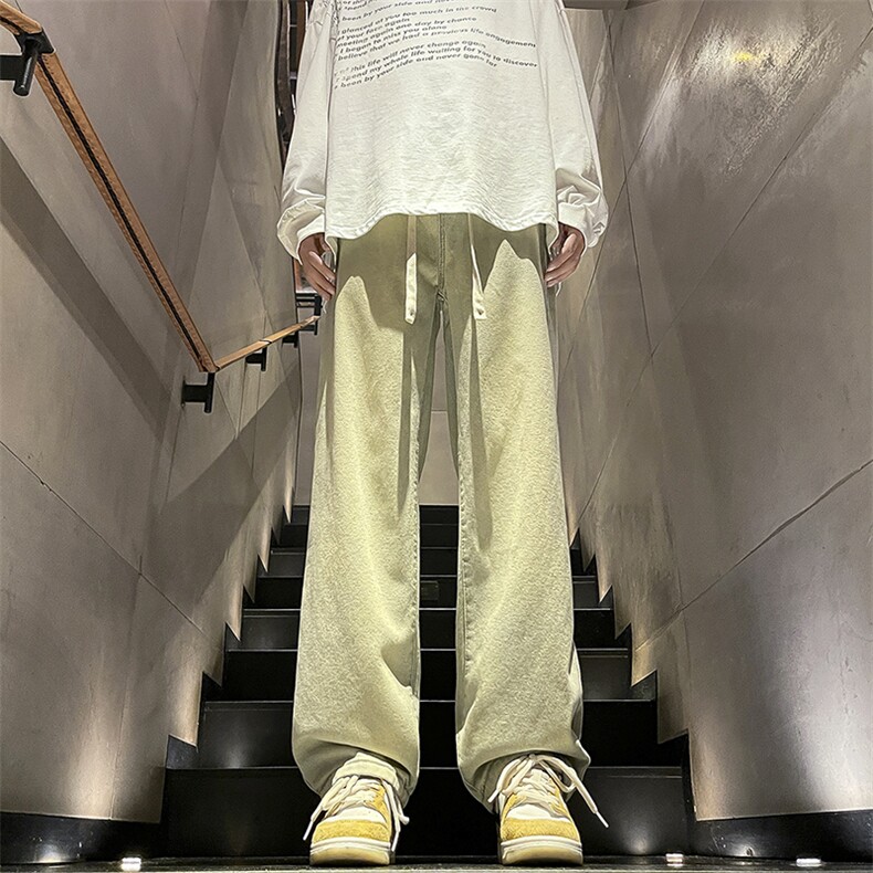 秋季新款港风美式日系复古水洗重磅抽绳休闲牛仔裤男ZK3747-P48,男装牛仔裤,星座313A(原308A-2)