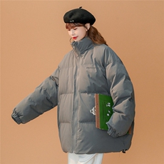 中性22冬季字母印花立领简约棉衣宽松加厚棉服MY2024P85控108，男装棉衣，A247A