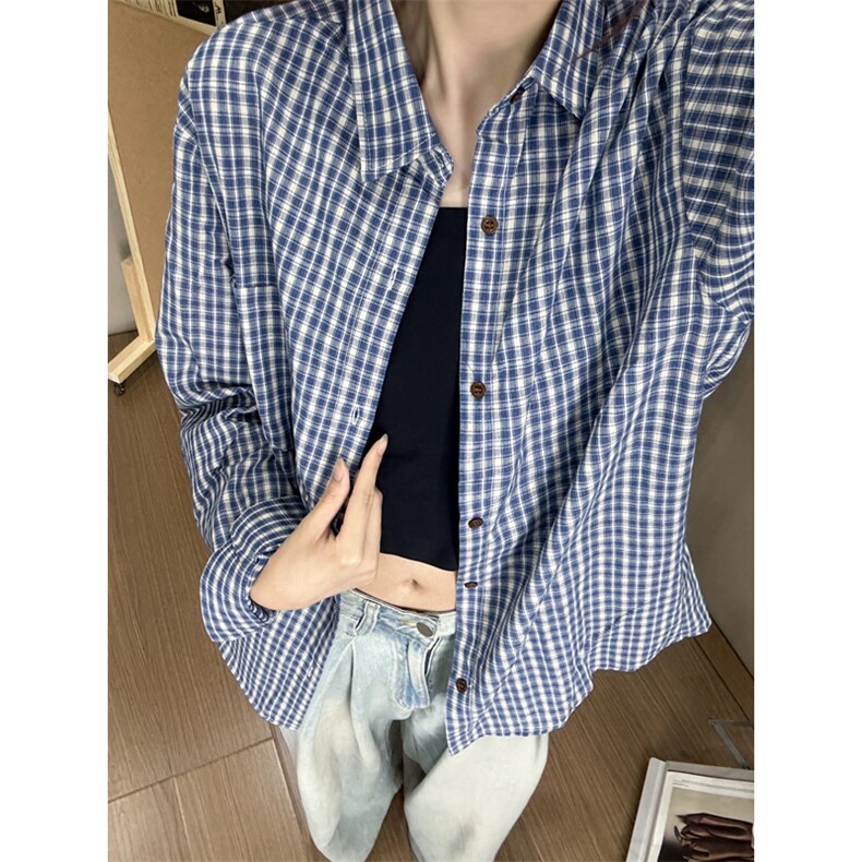 【网图】B221美式ins高街暗黑宽松格子长袖衬衫SY2546-特P30控59，男装衬衫，电商B221