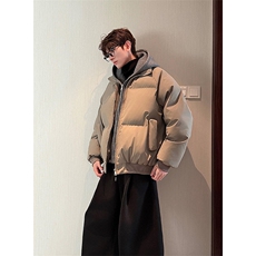 现货高品质重磅工艺美式高街假两件PU皮棉衣男女加厚棉服外套，男装棉衣，电商A486-1