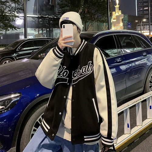 新款复古街头撞色刺绣棒球服宽松嘻哈高街秋季外套潮流WT101-P58,男装夹克,星座1008-1