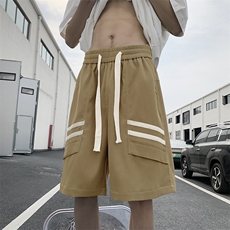 港风竖条梭织运动休闲裤高街五分裤宽松直通短裤DK232P38，男装休闲裤，星座1204-3