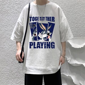 YT26234-P30 亚短袖t恤男大码五分袖男宽松七分袖 港风模特图片