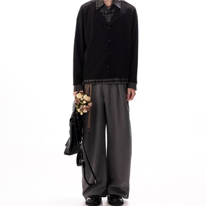 JK728-S-2XL-特P68-现货！假两件拼接新贵衬衫针织衫外套图片