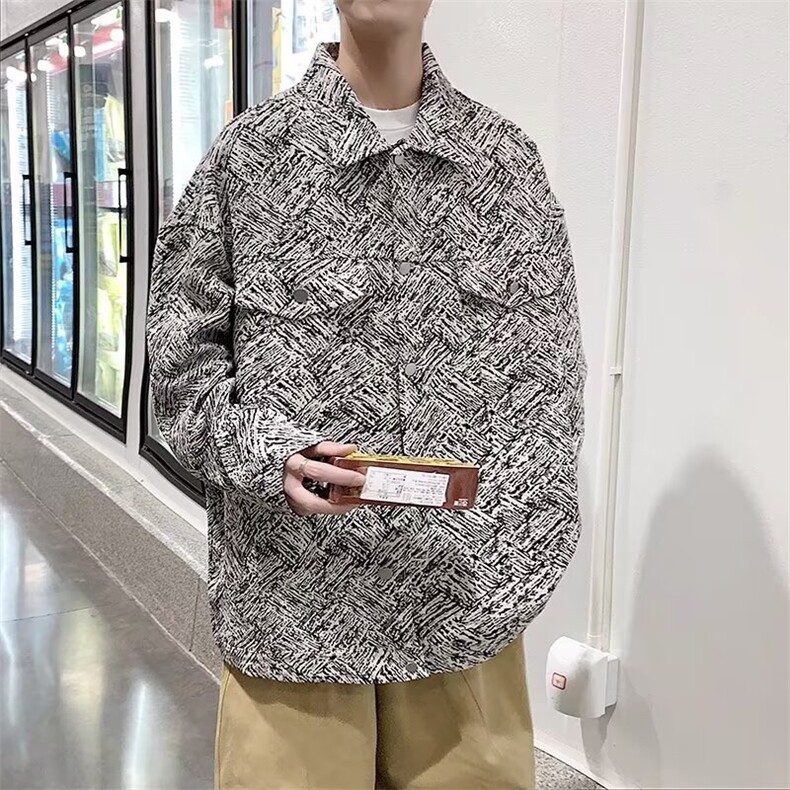 Y8094-P45扎染牛仔外套男秋季小香风休闲衣服春秋款潮牌宽松,男装工装外套,电商B323A