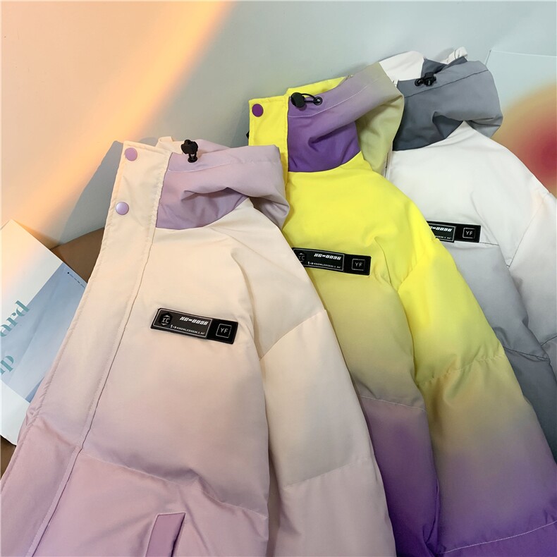 XZ230-1MY53冬款平铺宽松百搭简约扎染渐变休闲连帽棉服P128控158,男装棉衣,星座230-1