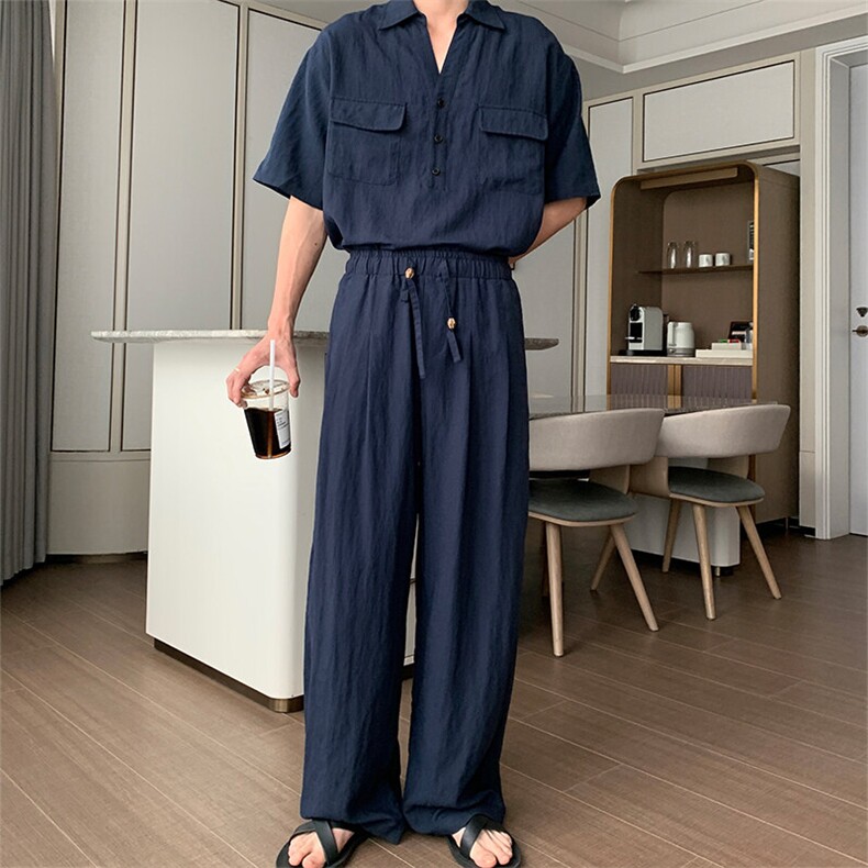 【量大价优】天丝亚麻套装ootd穿搭TZ08001上衣P55裤子P55，男装休闲套装，星座1004（原星座815-3）