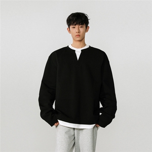 立体假两件华棉大码M-5XL卫衣男:50%棉50%涤纶WY77961特P48控78图片