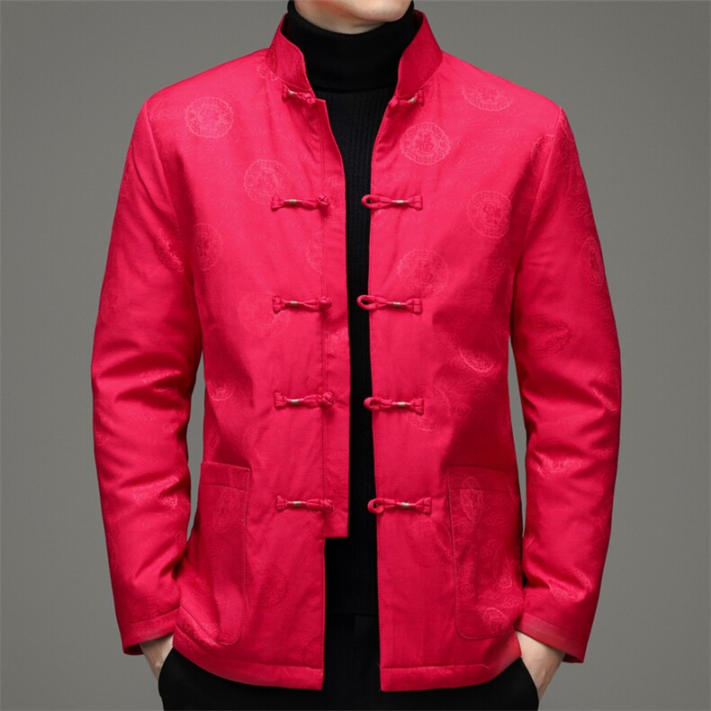 AN9917钱塘2020-3秋冬中老年男士长袖宽松休闲唐装羽绒服外套P180，男装民族服装，钱塘207-3